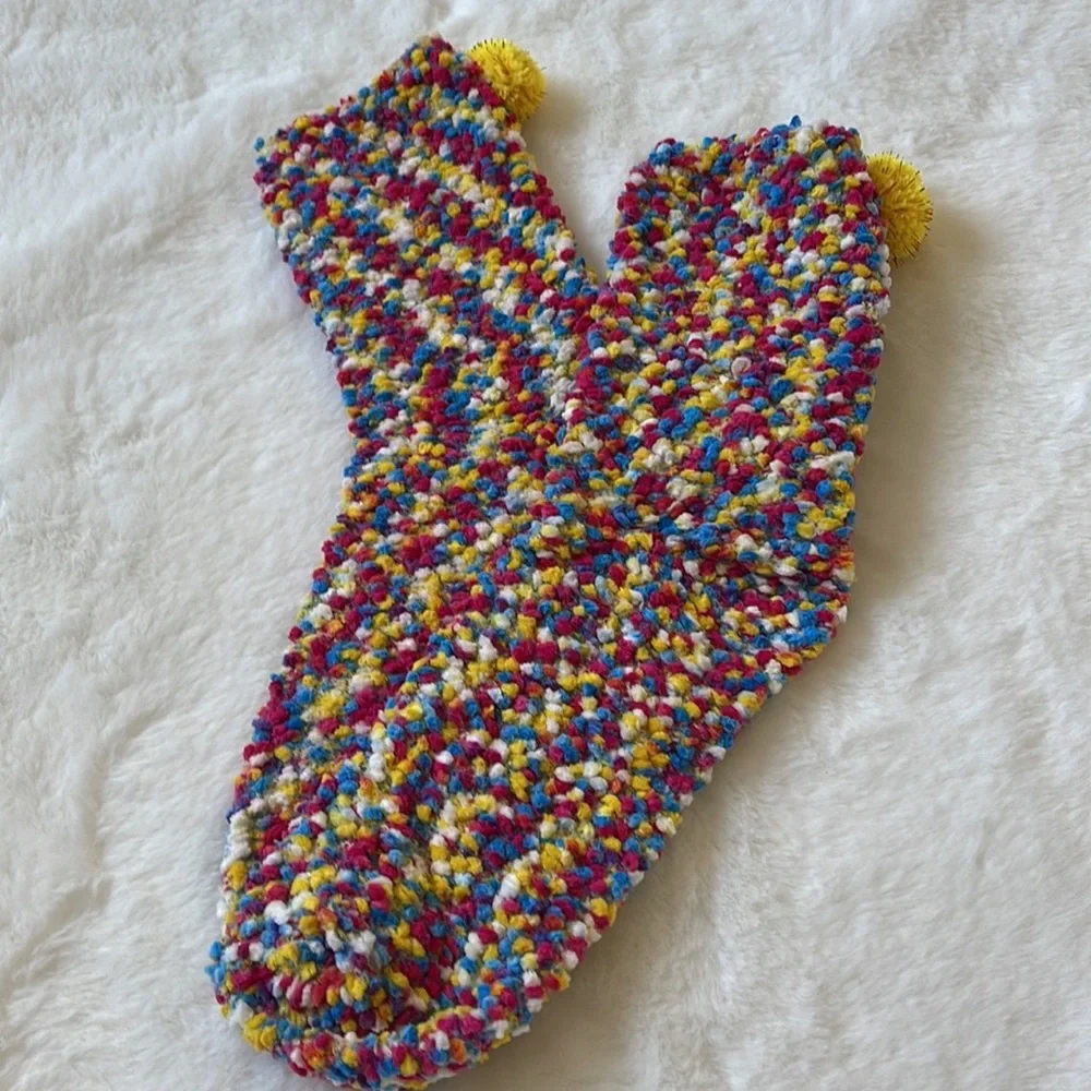 Confetti Cupcake Socks with Pom Poms in Box